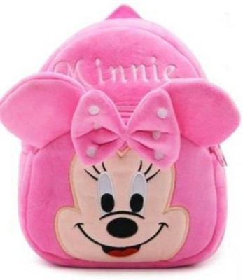 Newlo New Minnie Mouse school backpack 12 inch velvet/nursery Plush school Bag, backpack, fabric material school bag School Bag (10L) Backpack Backpack(Pink, Cream, 10 L)