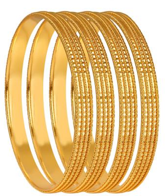 JFL - Jewellery for Less Copper Gold-plated Bangle Set(Pack of 4)