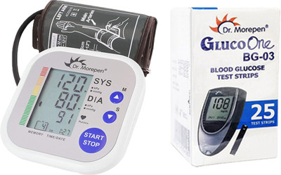 Dr. Morepen Healthcare Combo Pack Of Dr Morepen BP 02 And 25 Strips Bp 02 Bp Monitor(Multicolor)