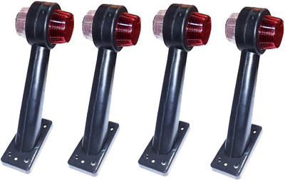 Allpartssource LED 12 Volts Side Marker Lamp Truck Trailer Chassis Camper Caravan Lens Red and Clear Set of 4 Pcs Car Dash Indicator Lamp