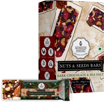 Monsoon Harvest Nuts & Seeds Bars - Dark Chocolate & Sea Salt (Pack of 6) Box(6 x 30 g)