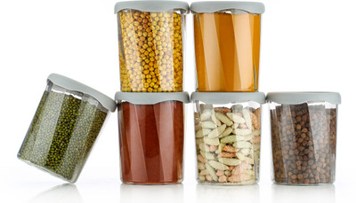NORVIUM Plastic Grocery Container  - 1100 ml(Pack of 6, Grey)