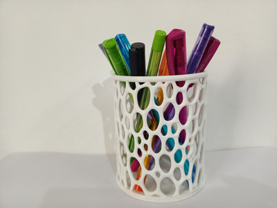 ALL IN ONE 1 Compartments plastic pen holder(White)