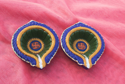 Creative Source Terracotta (Pack of 2) Table Diya(Height: 1 inch)