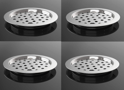 Ytc Floor Stainless Steel Push Down Strainer(12.7 cm Set of 4)
