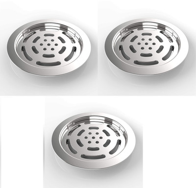 Ytc Floor Stainless Steel Push Down Strainer(12.7 cm Set of 3)