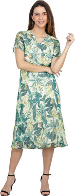 TSM Women A-line Green Mini/Short Dress