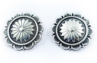 LOVCIA Vintage Mandala Oxidised Studs Earrings German Silver Stud Earring