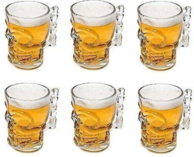 TYSSCHO (Pack of 6) Skull Beer Mug Glass 500ml Set - 6 Pieces [Pub Beer Glasses Clear] Glass Set(500 ml, Glass)