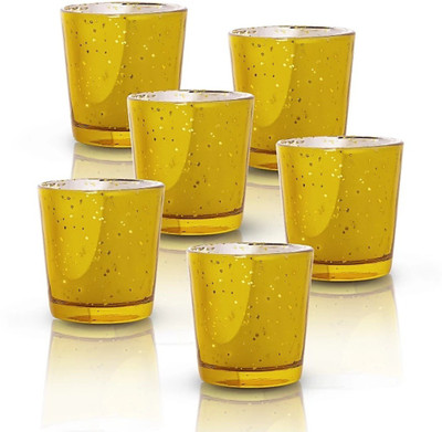 AGAMI (Pack of 6) Tequila Size golden glass Glass Set Shot Glass(45 ml, Glass, Gold)