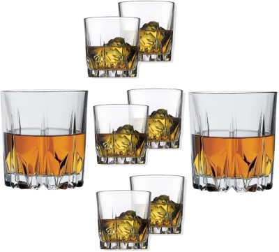 vetreo (Pack of 6) Dubai Whisky/Glass/Tumbler Set, Fancy Whisky Glass, Wine, Water and Juice Tumbler Glass Set Multi-Purpose Beverage Drinking Transparent Glass, Dubai, Transparent Glass Set(300 ml, Glass)
