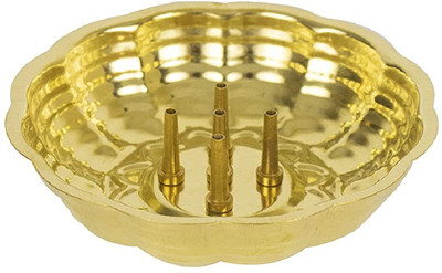 PuthaK Incense Stick Holder - Brass Incense Burner with Ash Catcher for Meditation, Yoga, Home Office Fragrance Brass Incense Holder(Gold)