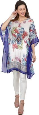 TSM Floral Print Poly Georgette Women Kaftan