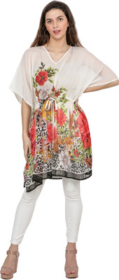 TSM Floral Print Georgette Women Kaftan