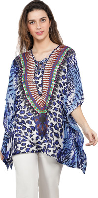 TSM Animal Print Georgette Women Kaftan