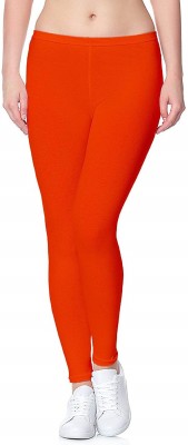 SriSaras Mid-Calf Length  Ethnic Wear Legging(Orange, Solid)