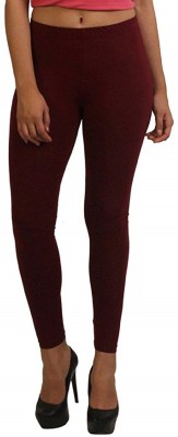 SriSaras Mid-Calf Length  Ethnic Wear Legging(Maroon, Solid)