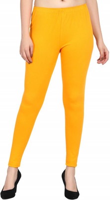 SriSaras Mid-Calf Length  Ethnic Wear Legging(Gold, Solid)