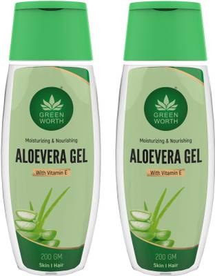 Greenworth PURE ALOE VERA GEL : TWIN PACK : 200 + 200 GM  (400 g)