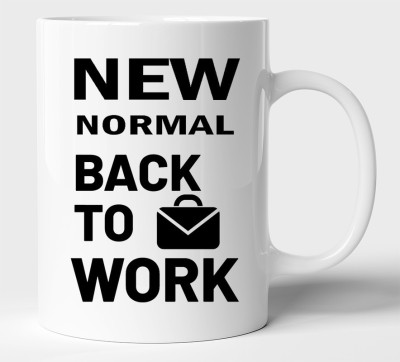 BLISSart New Normal Back To Work Multicolour Tea/Milk Cup Best Gift For girls men Husband Wife Ceramic Coffee Mug(350 ml)