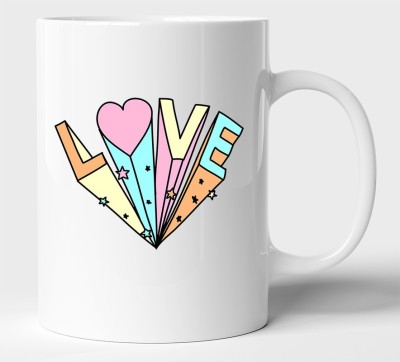 BLISSart Starry Love Word Art Multicolour Tea/Milk Cup Best Gift For girls men Husband Wife Ceramic Coffee Mug(350 ml)