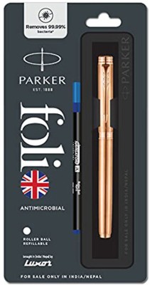 PARKER FOLIO ANTIMICROBIAL COPPER ION PLATED Roller Ball Pen(Blue)