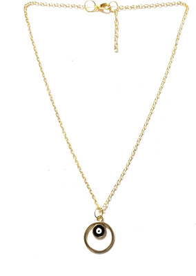 Santosh Jewels Round Shaped Black Evil Eye Pendent And Chain Set Gold-plated Alloy Pendant Set