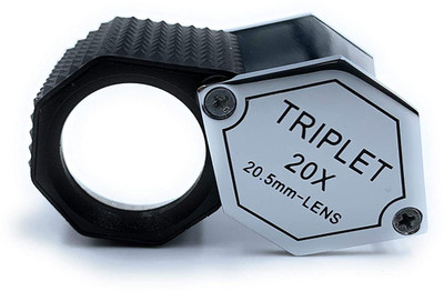 fozti Premium Jewellers Eye Loupe 20.5mm 20x Rubber Grip Hexagon Lens Magnifying Triplet Glass Folding Pocket Size Hand-Held Portable for Jewellery, Diamond & Gemstone Graders/Sorters/Traders 20x Magnifier(Silver)