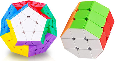 Authfort 3 X 3 Megaminx Sculpted Stickerless Pentagon cube and 3 X 3 Barrel Speed Stickerless Cube combo pack of 2(2 Pieces)