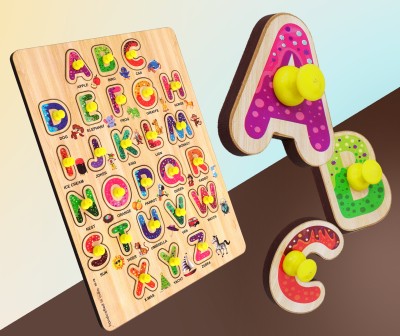 lefan ABCD Alphabet Letters and Animal, Birds, Transports, Fruits , All items printed with image Jigsaw Preschool & Playgroup Educational Puzzle kids toys for age 3 to 5 year baby boys & girls , childs easy activity learning board game for kindergarten Childrens Children(1 Pieces)