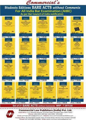 Commercial's AIBE Combo Pack : Students Editions Bare ACT Without Comments As Per Bar Council Of India Notification - Set Of 21 Books : 2021/edition (Paperback, Bare Act)(Paperback, commercial law)