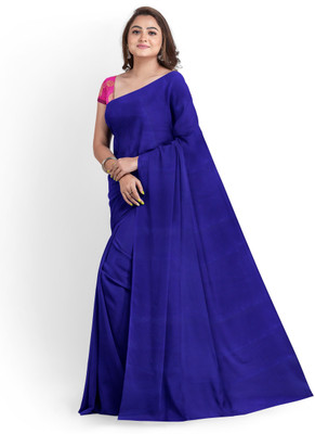 Arpita Fashion Solid/Plain Banarasi Satin Saree(Blue)