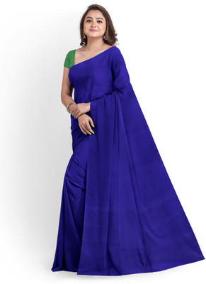 Arpita Fashion Solid/Plain Banarasi Satin Saree(Blue)
