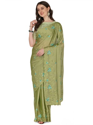 Arriva Fab Embroidered Bollywood Georgette Saree(Light Green)