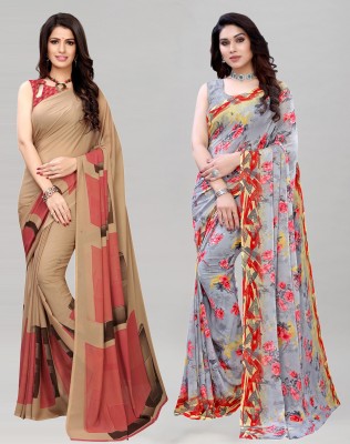 SIRIL Floral Print Daily Wear Georgette Saree(Pack of 2, Multicolor)