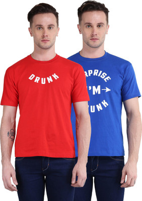 BRITISH TERMINAL Self Design Men Round Neck Multicolor T-Shirt