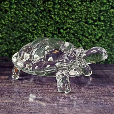 Tej Gifts Crystal Glass Tortoise for Good Luck Sign Statue / Turtle for Feng Shui & vastu Decorative Showpiece  -  5 cm(Crystal, Clear)