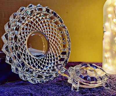QWICK CLICK QC-Crystal Turtle Plate Decorative Showpiece  -  8 cm(Crystal, White)