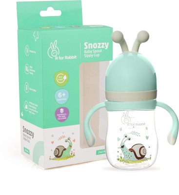 R for Rabbit Snoozy Baby Spout Sippy Cup Bottle 240 ML Soft Silicon Spout for Baby | Kids of 6 Months +(Green)