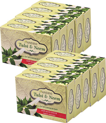 Nandini Herbal Tulsi & Neem Soap With Pure Tulsi & Neem extract, 75gm (Pack of 10)(10 x 75 g)