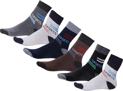 JPT Interprise Unisex Color Block Ankle Length, Calf Length(Pack of 6)