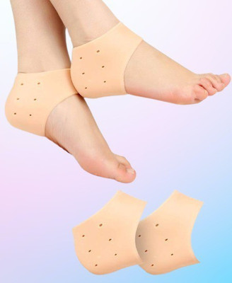 CROMIFY Anti Heel Silicone Heel Anti Gel Heel Socks for Swelling, Heel Support(Beige)