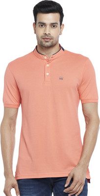 PEOPLE Printed Men Polo Neck Orange T-Shirt