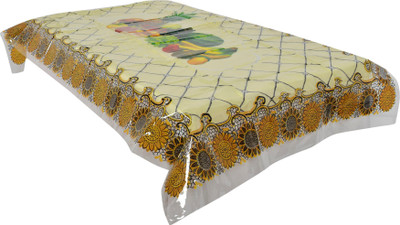KUBER INDUSTRIES Self Design 4 Seater Table Cover(Yellow, PVC)
