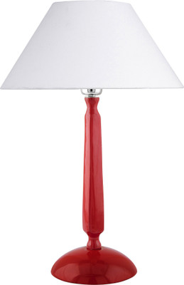 Homesake Glossy Red Cubist Aluminium Table Lamp With White Cone Shade, Bedside, Living Room Study Lamp Table Lamp(51 cm, Red)