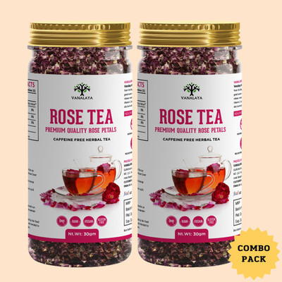 Vanalaya Rose Flower Tea Made From 100% Natural Rose Petals Sundried Rich In Antioxidants For Beautiful Skin Rose Herbal Tea Plastic Bottle For Rs. 480