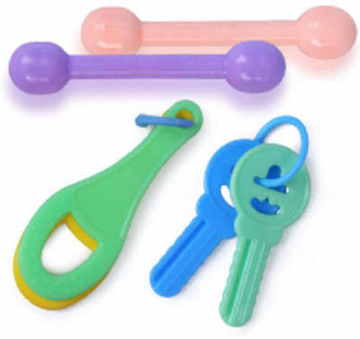 Enorme 3 in 1 BPA-Free Silicone Non Toxic Sooter Teether Keys Teething Toys for Babies, Toddlers and Infants Teether(Multicolor)