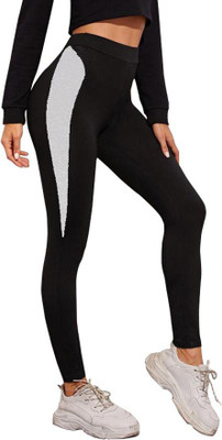 DTR FASHION Color Block Women Black Tights
