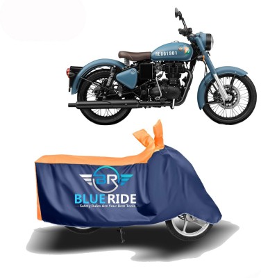 BLUERIDE Two Wheeler Cover for Royal Enfield(Classic 350 Signals, Blue, Orange)