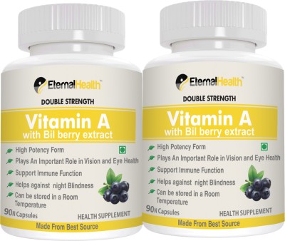 EternalHealth Vitamin A (Double Strength) - pack of 2 bottles(180 Capsules)